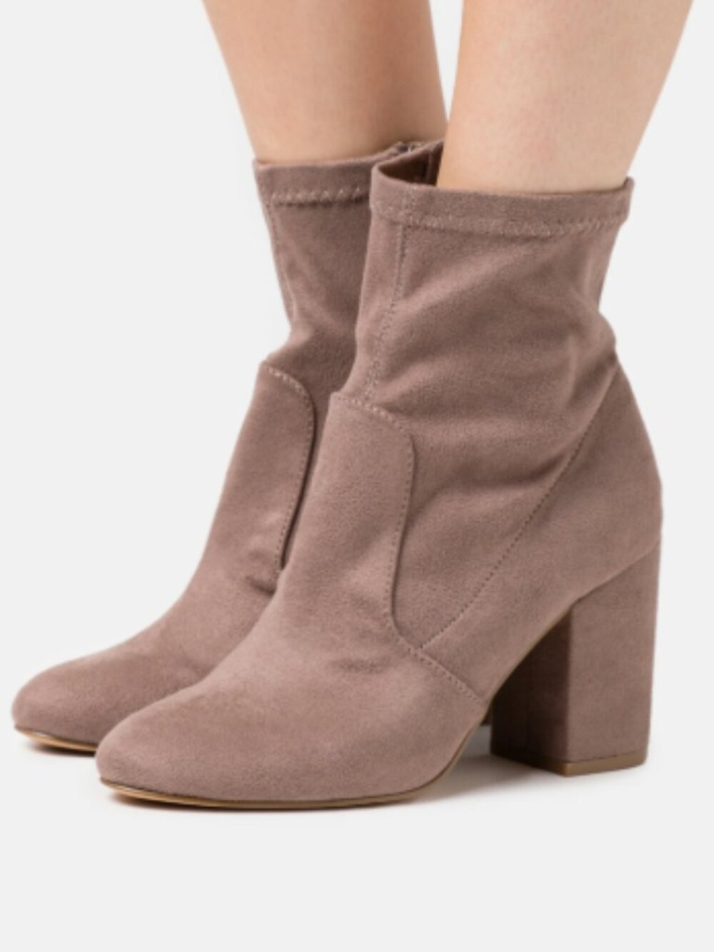 Steve Madden Taupe Iberia Sock Booties Chunky Block Heel Luxury Ankle Boots - 8M